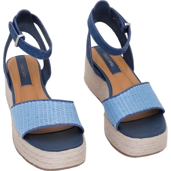 Franco Sarto Tiffany Blue Fabric Espadrille Sandals US 7.5M EU 38 - Picture 1 of 6